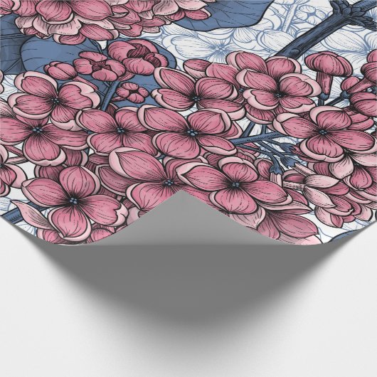 Lila in roze en blauw cadeaupapier (Hoek)