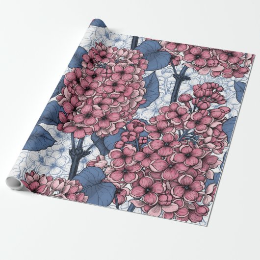 Lila in roze en blauw cadeaupapier (Uitgerold)
