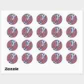 Lila in roze en blauw ronde sticker (Vel)