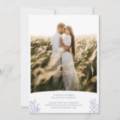 Lila Initialen & bloemen Moderne Foto dubbelzijdig Save The Date (Achterkant)