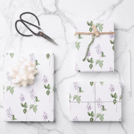 Lila Inpakpapier Plat Vellen Set van 3 (Voorkant)