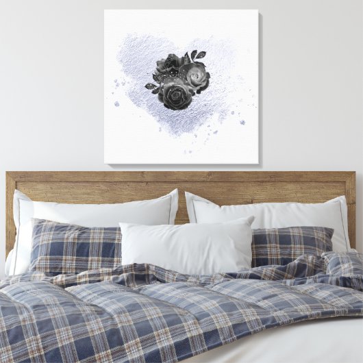 *~* Lila Iridescent Heart Flower Personaliseren Canvas Afdruk (Insitu (Slaapkamer))