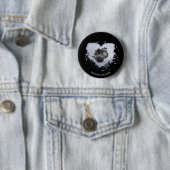 *~* Lila Iridescent Heart Flowers Black Ronde Button 5,7 Cm (In situ)