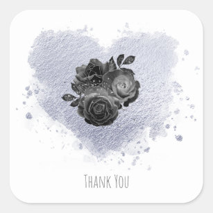 *~* Lila Iridescent Heart Flowers White Classic Vierkante Sticker