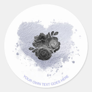 *~* Lila Iridescent Heart Flowers White Ronde Sticker