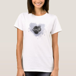 *~* Lila Iridescent Heart Flowers Women WHITE T-shirt