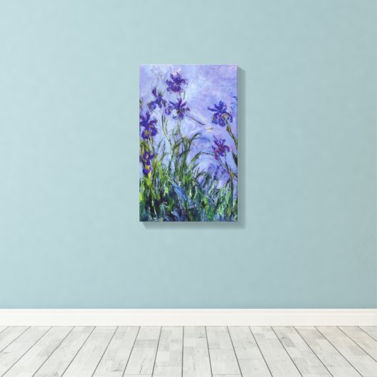Lila Irises Claude Monet Fine Art Canvas Afdruk (Insitu (Houten vloer))