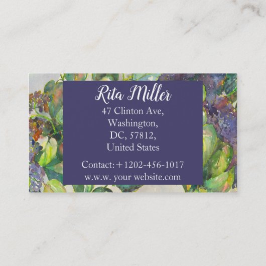 Lila is violet veer visitekaartje (Achterkant)