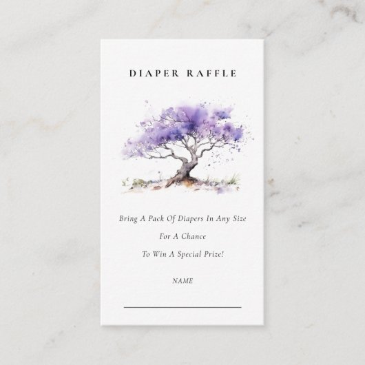 Lila Jacaranda Tree Luier Raffle Baby shower Informatiekaartje (Voorkant)