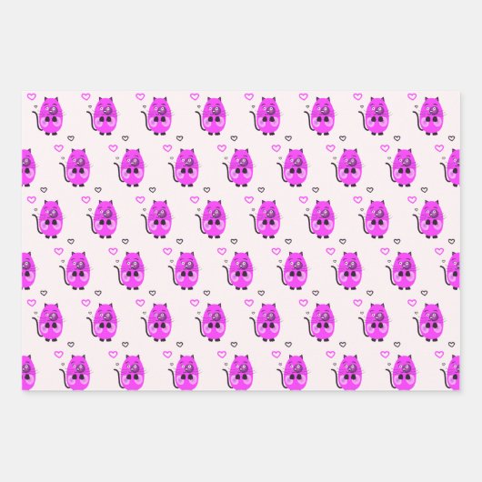 Lila kattenpatroon inpakpapier vel (Voorkant)