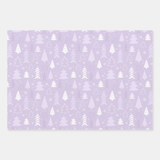 Lila kerstbomen met kerstinpakken voor vellen papi (Voorkant)