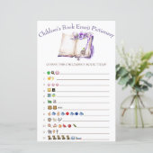 Lila kinderboek Emoji Baby shower Game (Staand voorkant)