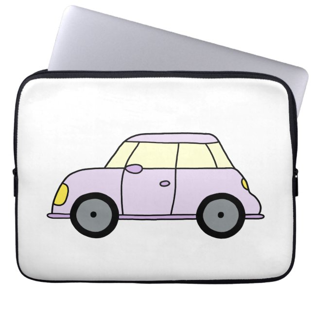 Lila Kleinwagen Laptop Sleeve (Voorkant)