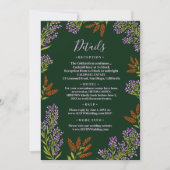 Lila kleurig botsbloem Botanical Wedding Detail Kaart (Voorkant)