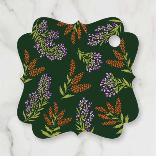 Lila kleurrijk cadeau voor botanische bruiloft bedankjes labels (Achterkant)