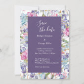 lila kleurrijke wildflower groen bruiloft kaart (Voorkant)
