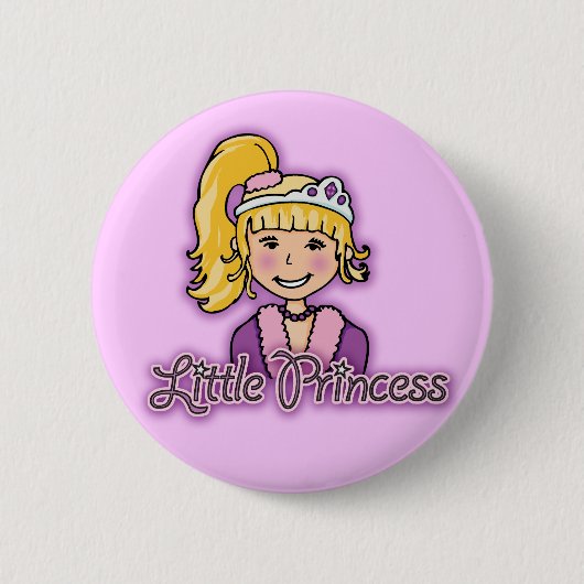 Lila knop van het prinses blonde haar ronde button 5,7 cm (Voorkant)