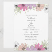 Lila Kosmos Bloemen Huwelijksuitnodigingen Kaart (Voorkant / Achterkant)
