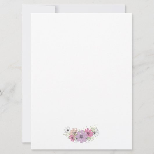 Lila Kosmos Bloemen Huwelijksuitnodigingen Kaart (Achterkant)