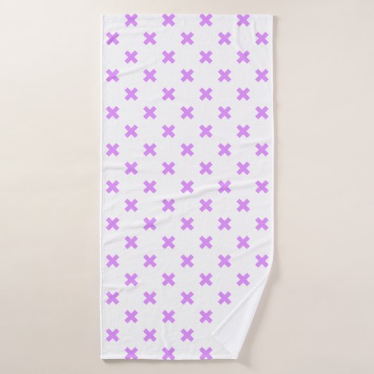 Lila kruisstiften op wit badhanddoek (Badhanddoek)