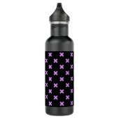 Lila kruisstiften op zwart waterfles  (Rechts)