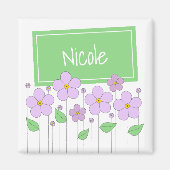 Lila Label en bloemenmagneet Magneet (Voorkant)