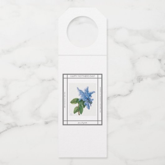 Lila  Label op moederdag flesfles (Voorkant)