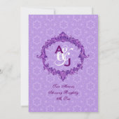 Lila Lace  Lijst Monogram Wedding J454 Kaart (Achterkant)