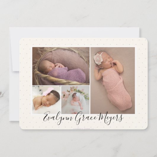 Lila Lamb Spring Fotocollage Geboorte Aankondiging (Achterkant)