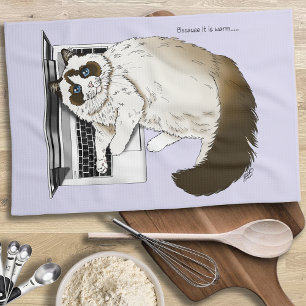 Lila Laptop Cat Funny Cat Theedoek