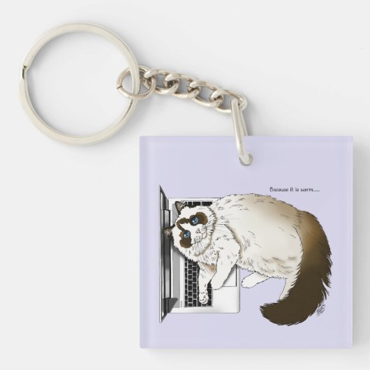 Lila laptop gegoten grappig Schattige Sleutelhanger (Voorkant)