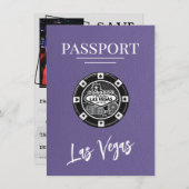 Lila Las Vegas Passport Bewaar de datum Save The Date (Voorkant / Achterkant)