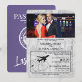 Lila Las Vegas Passport Wedding Kaart (Voorkant / Achterkant)