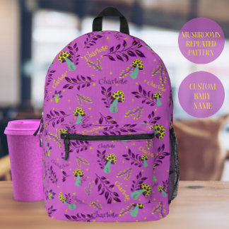 Lila Lavander Whimsical Mushrooms Preschool Bedrukte Rugzak