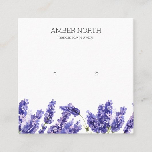 Lila Lavendel Bloem Sieraden Stud Oorbel Display Vierkante Visitekaartje (Voorkant)