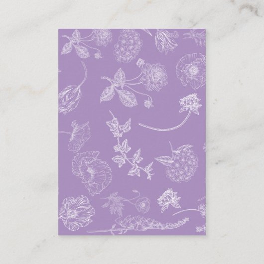  Lila Lavendel Bloemen Boeken voor Baby Informatiekaartje (Achterkant)