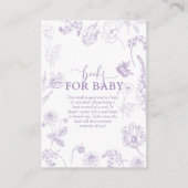  Lila Lavendel Bloemen Boeken voor Baby Informatiekaartje (Voorkant)