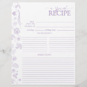  Lila Lavendel Bloemen Recept Multomap Pagina (Voorkant)