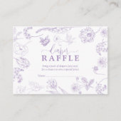  Lila Lavendel Bloemen Script Luier Raffle Informatiekaartje (Voorkant)