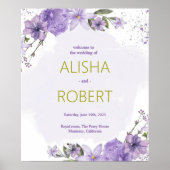 Lila lavendel bruiloft welkomstbord poster (Voorkant)