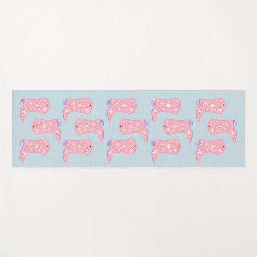 Lila Lavendel Cowgirl laarzen Rodeo Patroon Yogamat (Voorkant (horizontaal))