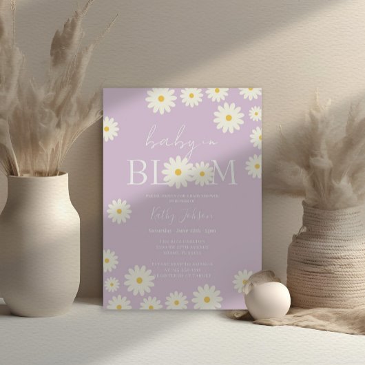 Lila Lavendel Daisy Baby in Bloom Shower Kaart