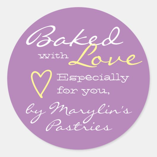 Lila lavendel eenvoudig gemaakt met liefdeshartpas ronde sticker (Voorkant)