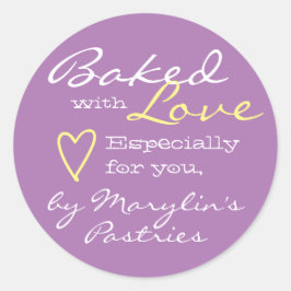 Lila lavendel eenvoudig gemaakt met liefdeshartpas ronde sticker