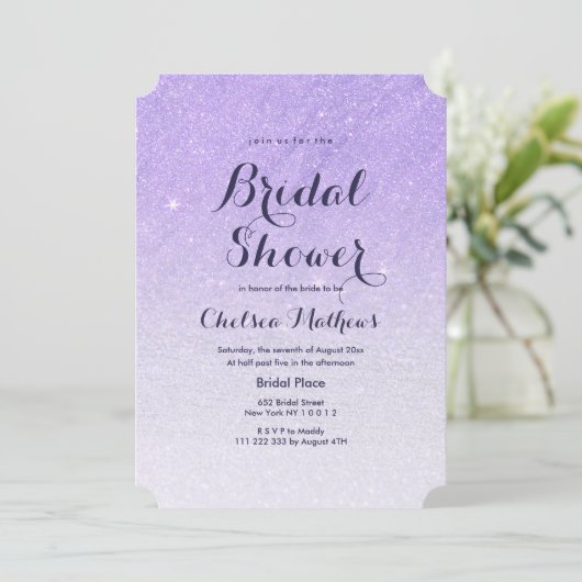 Lila lavendel faux glitter ombre Vrijgezellenfeest Kaart (Staand voorkant)