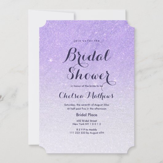 Lila lavendel faux glitter ombre Vrijgezellenfeest Kaart (Voorkant)
