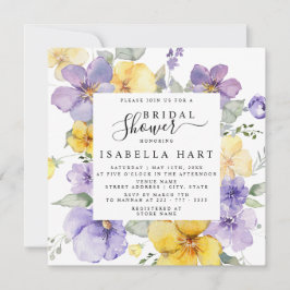 Lila Lavendel Geel Paarse Bloemen Vrijgezellenfees Kaart