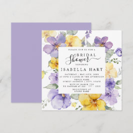 Lila Lavendel Geel Paarse Bloemen Vrijgezellenfees Kaart
