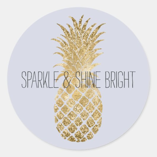 Lila Lavendel Glitter Glitzy Ananas Sparkle Ronde Sticker (Voorkant)