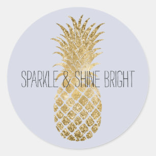 Lila lavendel Glitter Glitzy Pineapple Sparkle   Ronde Sticker